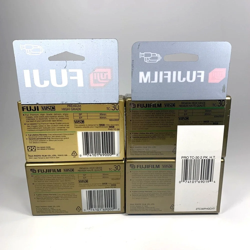 Lot of 4 Fujifilm VHS-C 30 Min Pro Premium High Grade Camcorder Tapes Sealed